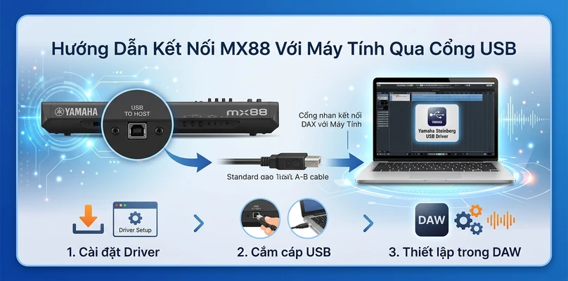 Hướng Dẫn Kết Nối MX88 Với Máy Tính Qua Cổng USB